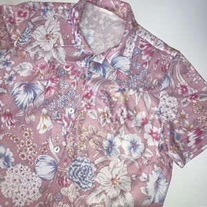 Floral button up blouse with pockets